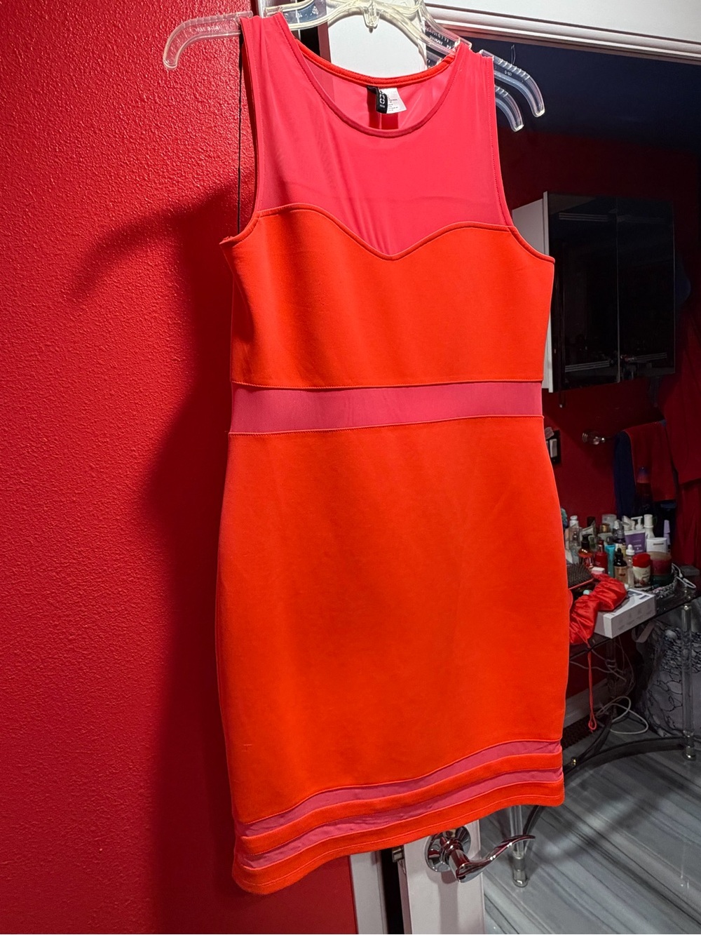 H&M Orange and Coral Colorblock Mini Dress